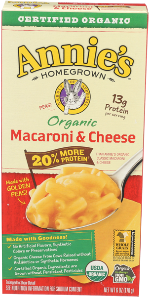 Annie's Homegrown Mac N Cheese Organic More Protein - Annies Macaroni & Cheese, Organic - 6 Oz (650x650), Png Download