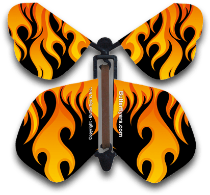 Flames Wind Up Flying Butterfly For Greeting Cards - Greeting Card (450x415), Png Download