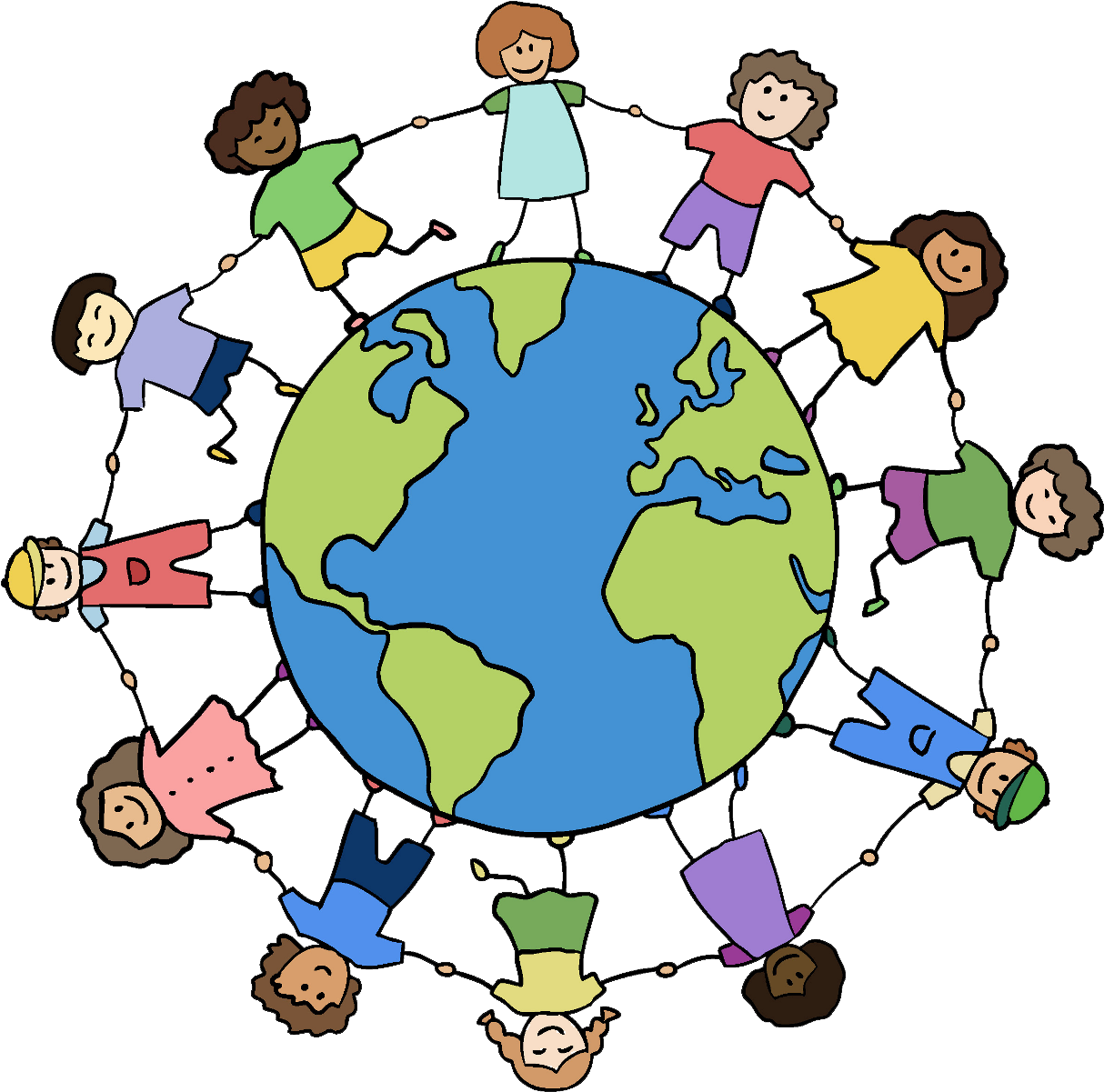 Parenting For A Better World - Kids Holding Hands Around The World (1250x1250), Png Download