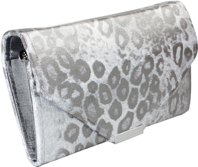 Mini Silver Animal Print Clutch Bag - Silver (1000x667), Png Download