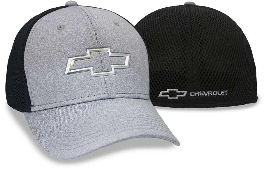 Chevrolet Chrome Bowtie Grey/ Black Fitted Cap - Chevrolet (908x600), Png Download