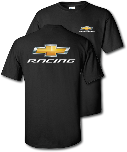 Chevy Racing Gold Bowtie Black T-shirt - Chevrolet Shirts (509x650), Png Download
