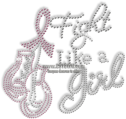 Custom Sparkling Rhinestone Fight Like A Girl Pink - Boxing (450x450), Png Download