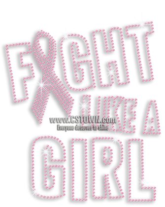 Pinky Fight Like A Girl Glitter Iron-on Transfer - Breast Cancer (450x450), Png Download