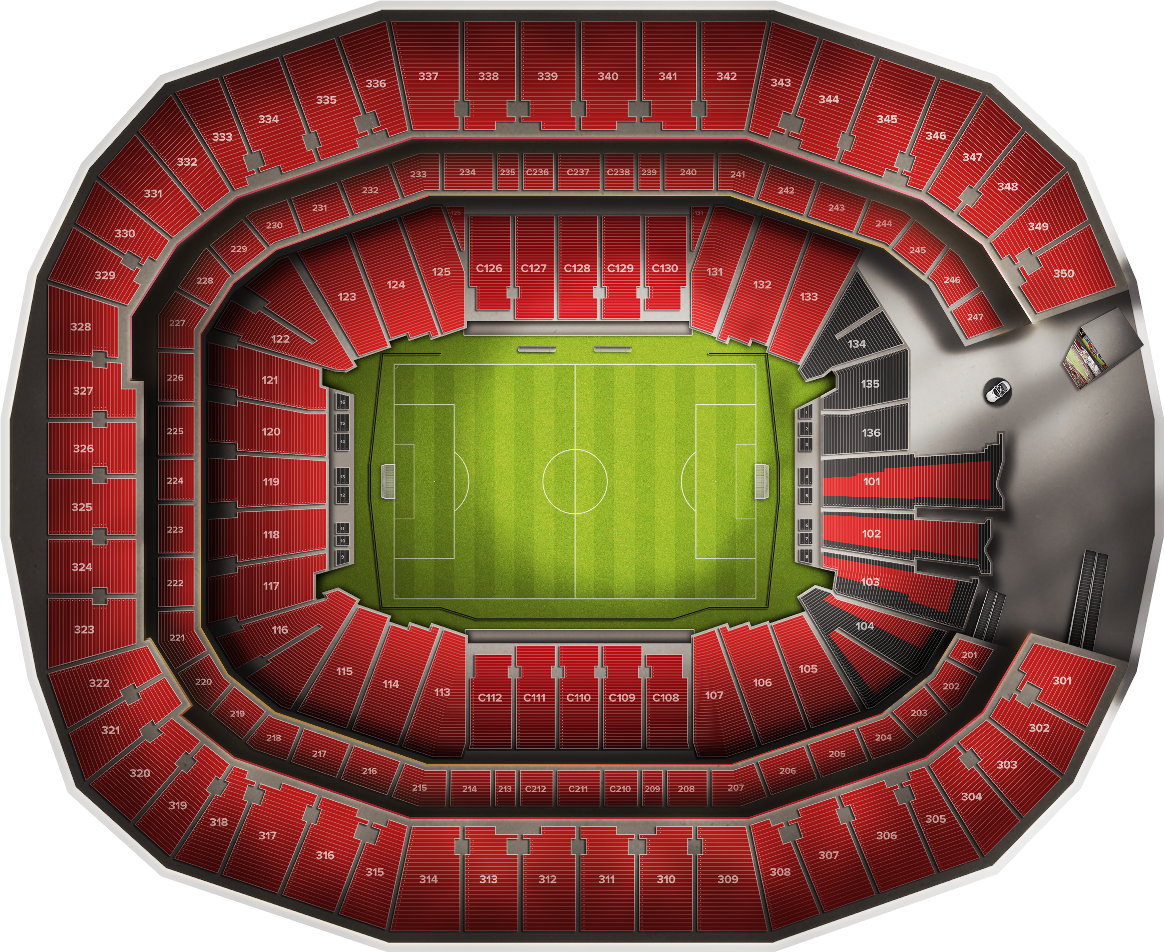 Mercedes Benz Stadium Atlanta Section 131 Row 32 (2560x1936), Png Download