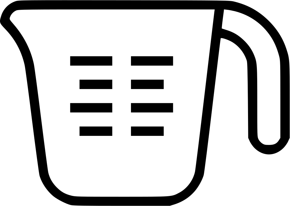 Measuring Cup - - Measuring Cup Icon Black And White (981x696), Png Download