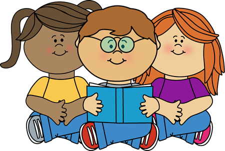 Kids Reading A Book Clipart (450x302), Png Download