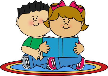Kids Reading On A Rug Clip Art - School Lunch Clipart Black And White (450x318), Png Download