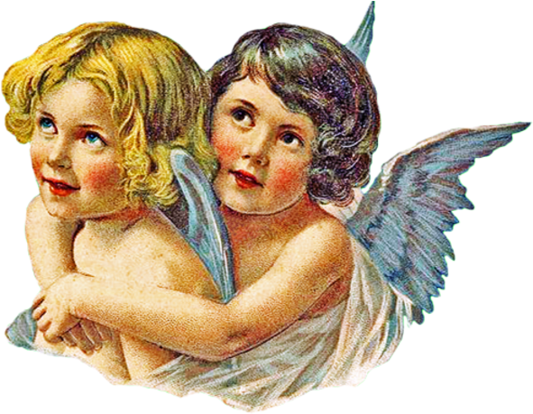 Vintage Angel Pair Hugging Left Free Images At Clker - Открытка Петра И Павла (600x480), Png Download