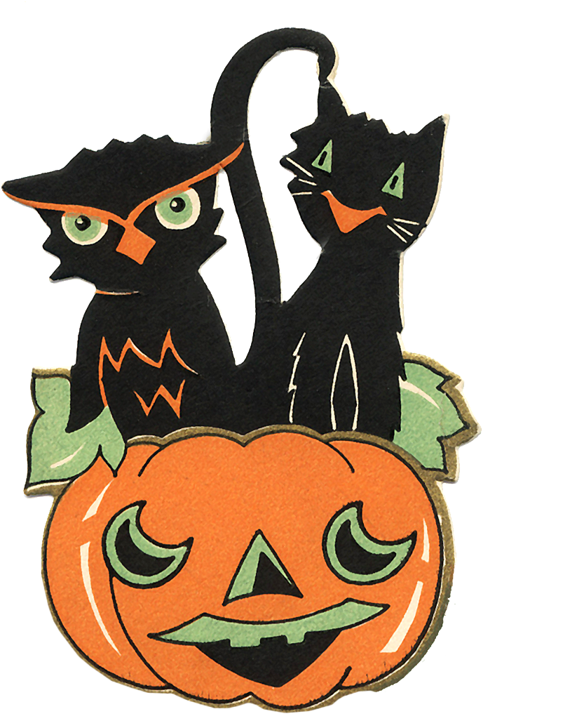 Http - //blog - Thevintageworkshop - Catonpumpkin - - Transparent Halloween Vintage (1065x1059), Png Download