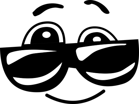 Comic Cool Emoji Emoticon Face Smiley Sung - Smiley Face With Sunglasses Clipart (453x340), Png Download