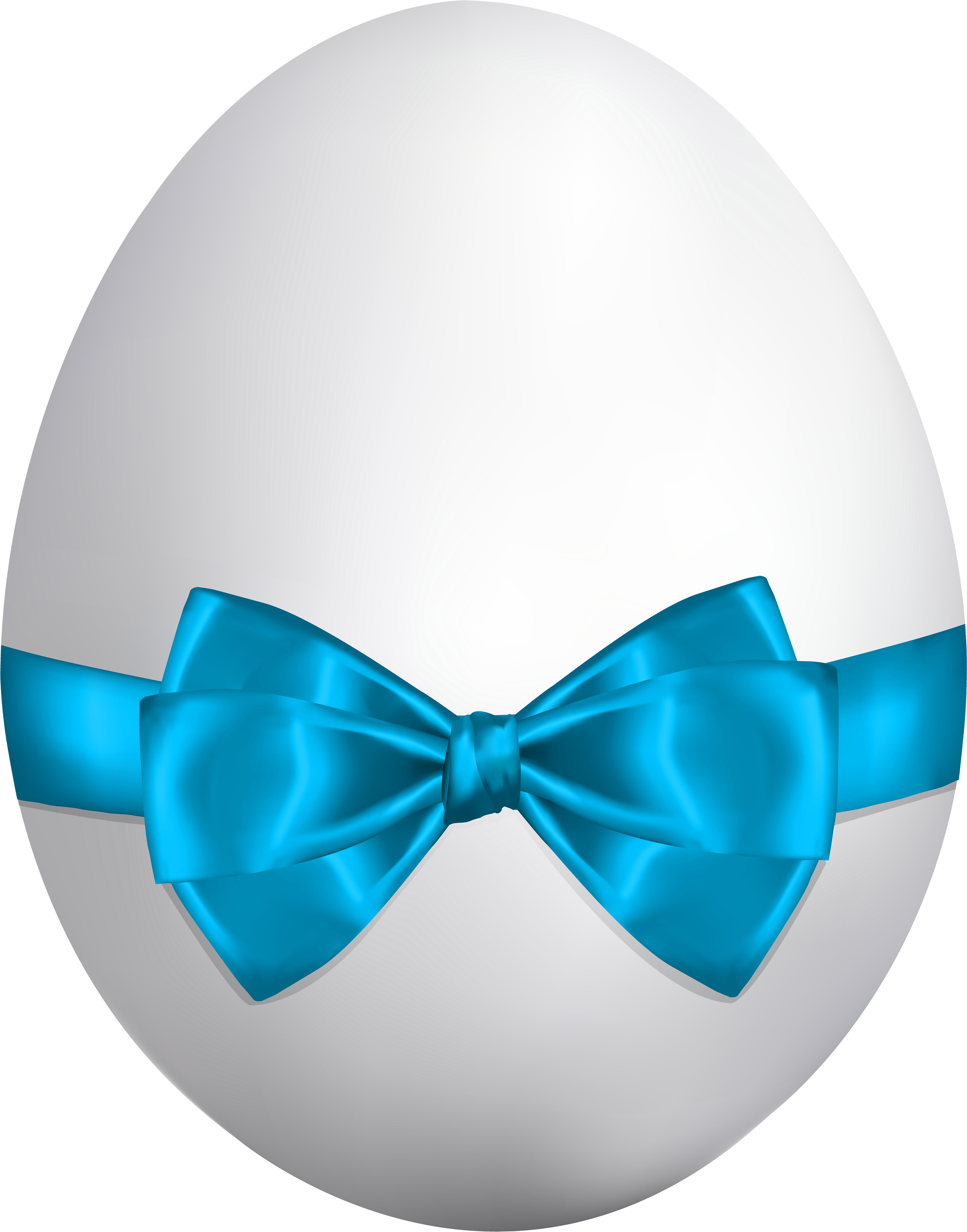 White Easter Egg With Blue Bow Png Clip Art Image - Easter Egg Blue And White (482x600), Png Download