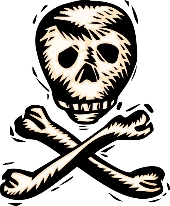 Vector Illustration Of Buccaneer Pirate Skull And Crossbones - Skull And Crossbones (579x700), Png Download