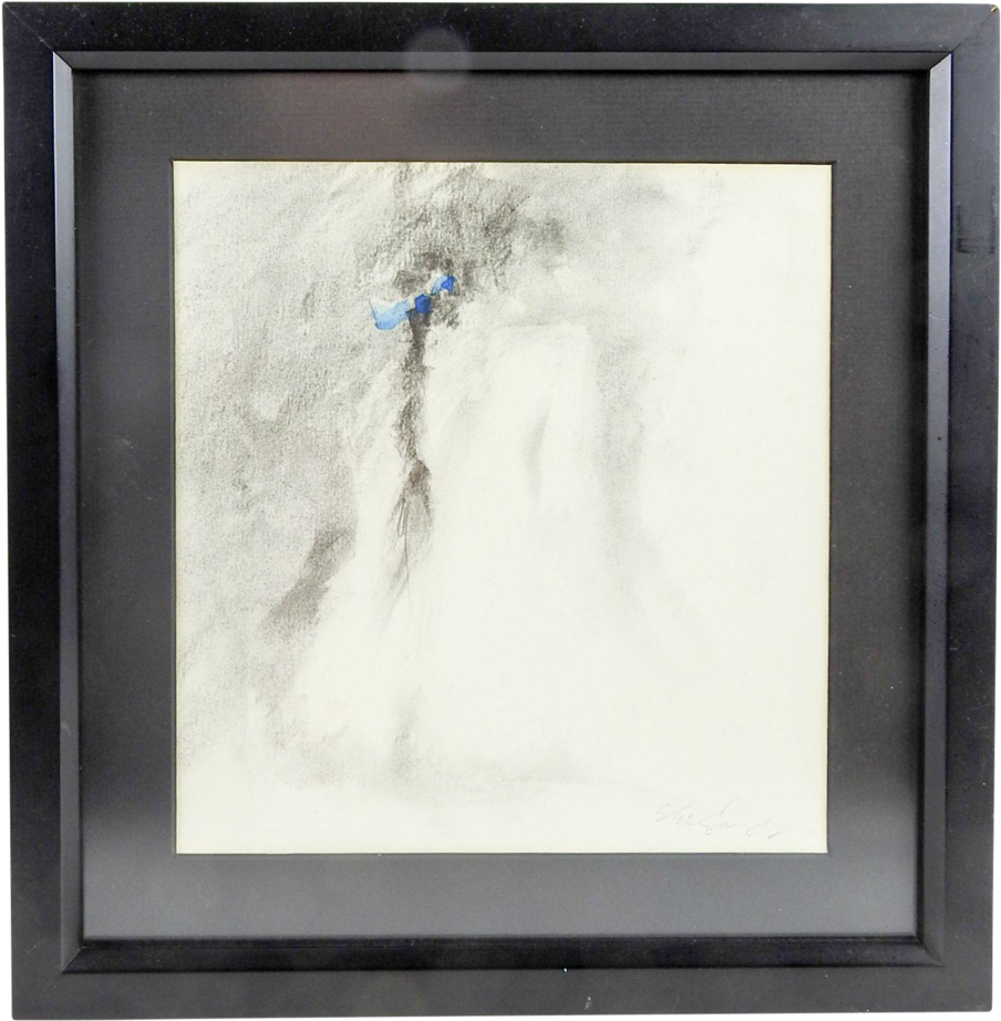 Nude With Blue Bow Drawing - Picture Frame (1003x1024), Png Download