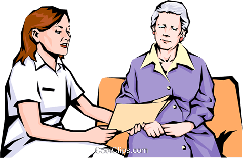 Nurse With Old Woman Royalty Free Vector Clip Art Illustration - Nurse And Old Patient Interaction Clipart (480x313), Png Download