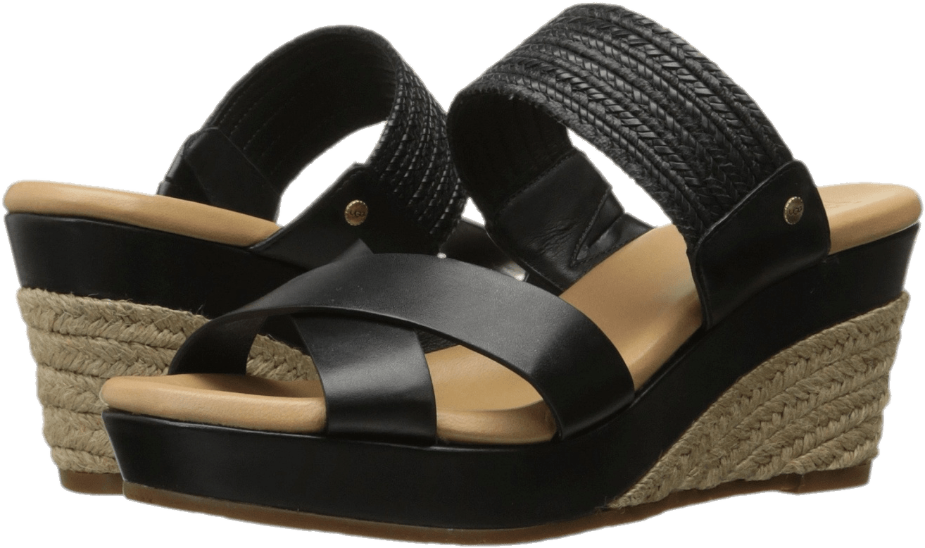 Black Ugg High Sandals - Ugg Adriana Women's Wedge Shoes Black : 12 B (1333x1000), Png Download
