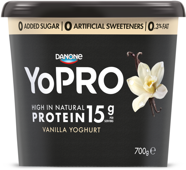 Vanilla 700g - Danone Yopro Yoghurt Plain 160g (770x710), Png Download