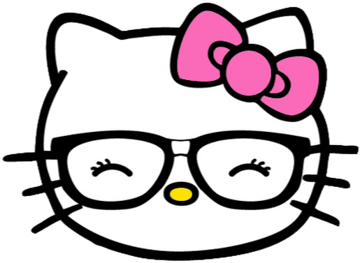 Photo - Hello Kitty With Glasses Decal (530x530), Png Download