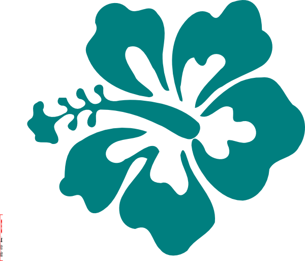 Hawaii Clipart Teal Flower - Hibiscus Clip Art (600x513), Png Download