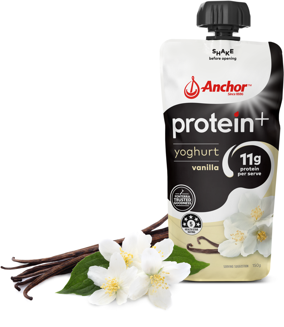 Anchor Protein Vanilla Yoghurt 150g - Recommended Dietary Intake Per Serving (454x549), Png Download