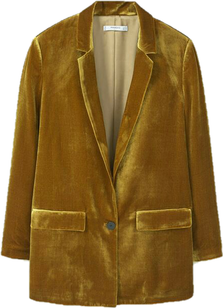 Report Abuse - Mango Mustard Velvet Blazer (561x697), Png Download