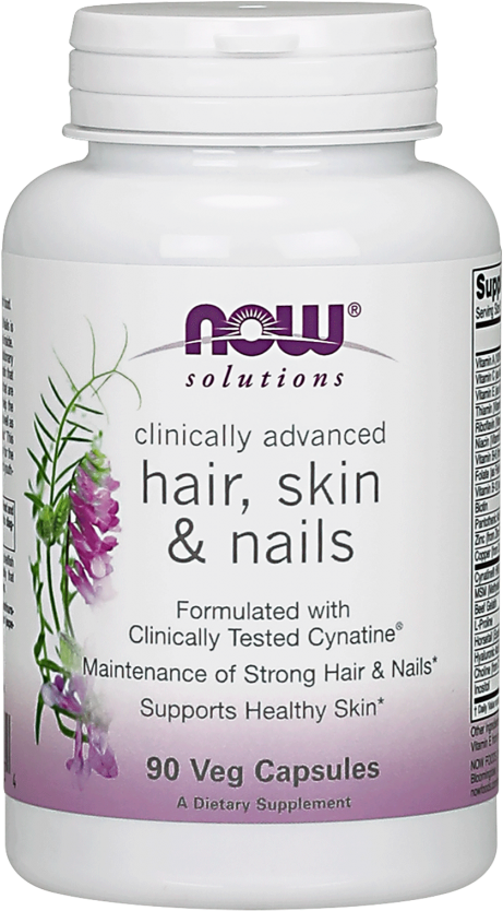 Hair, Skin & Nails Capsules - Now Foods Hair, Skin & Nails, Solutions 90 Caps (518x880), Png Download