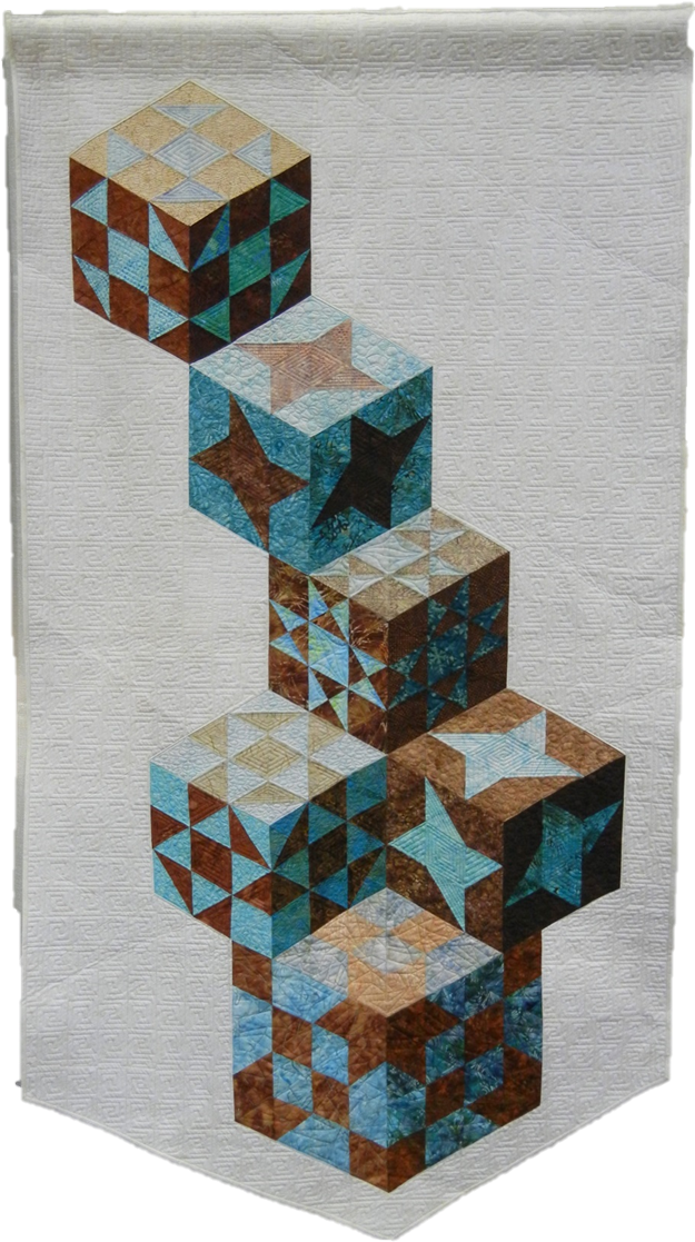 Tumbling Blocks Are Hexagon Shapes Made With Three - Quilt (640x1125), Png Download