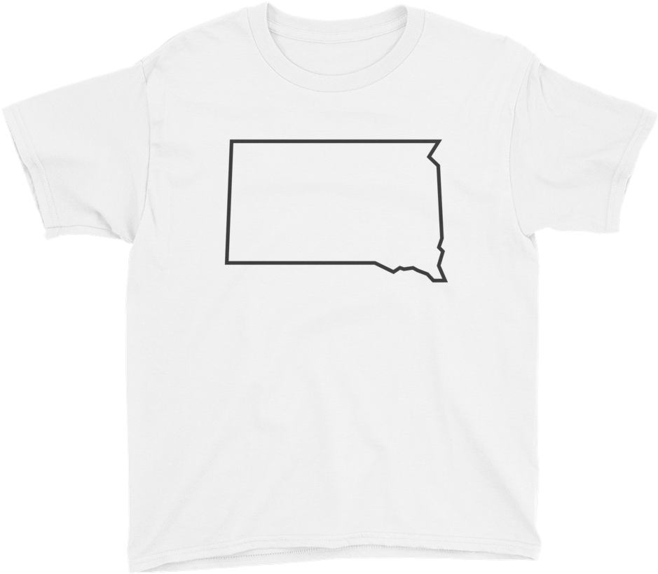 Dakota Outline Youth T-shirt White - T-shirt (1000x1000), Png Download