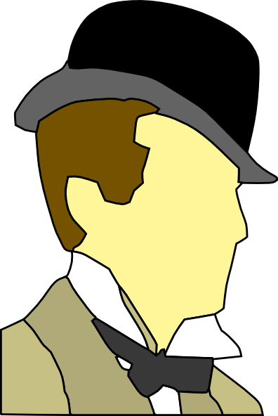This Free Clipart Png Design Of Man Wearing Hat Bowtie - Clipart Man In Hat (396x592), Png Download