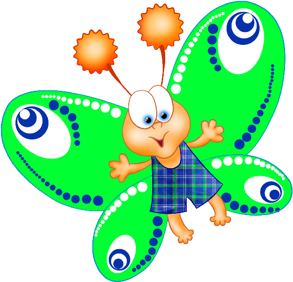 Funny Cartoon Butterfly Images - Butterfly Clipart Transparent Background Green (600x600), Png Download