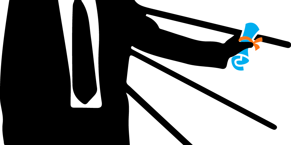 Howard Bowers Grad Hat - Hand (998x500), Png Download