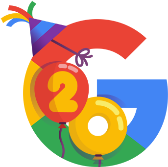 20 Years Of Google Journey - Google 20th Birthday Doodle (400x400), Png Download