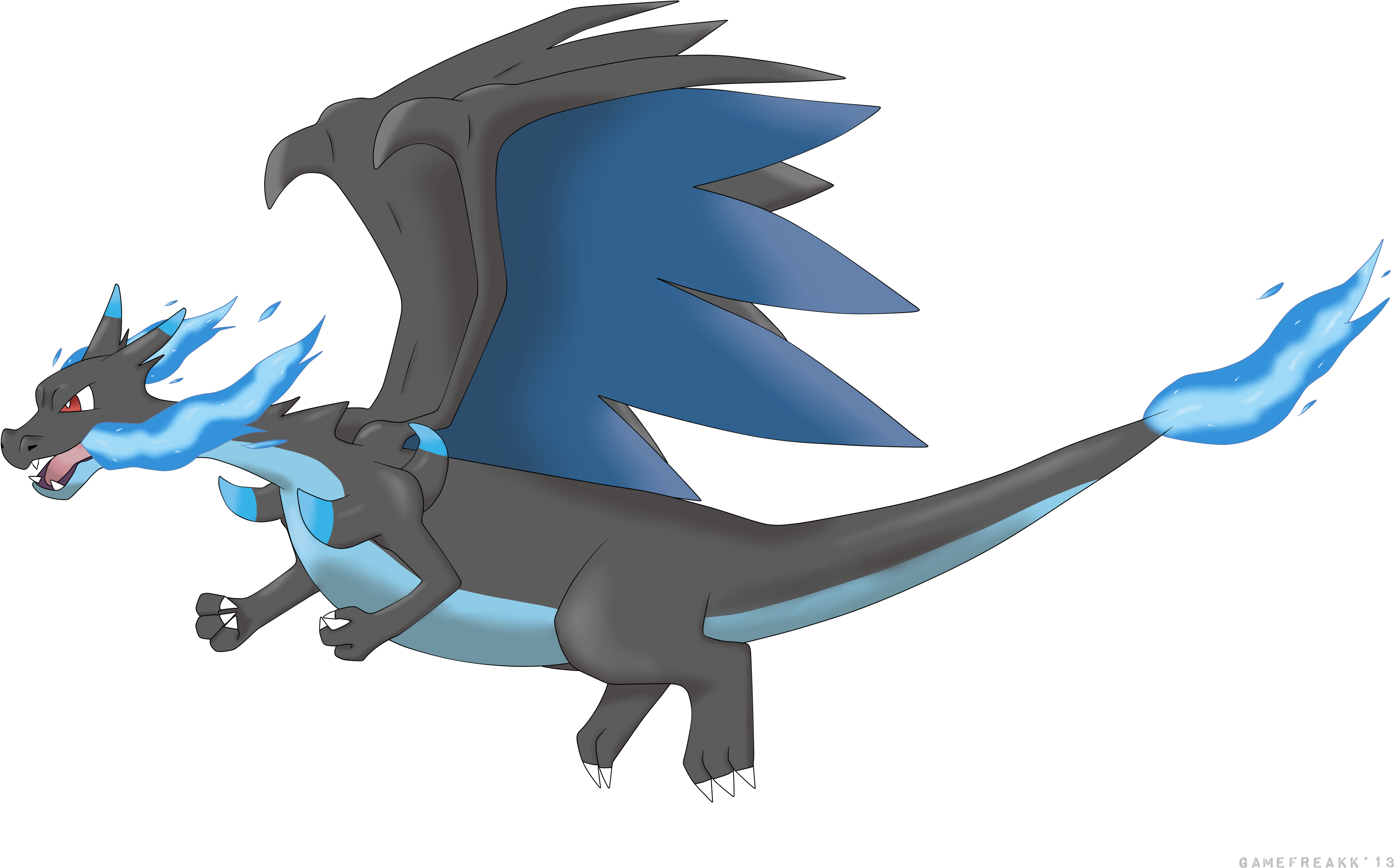 Mega By Gamefreekk On Deviantart - Mega Charizard X Flying (4523x2803), Png Download