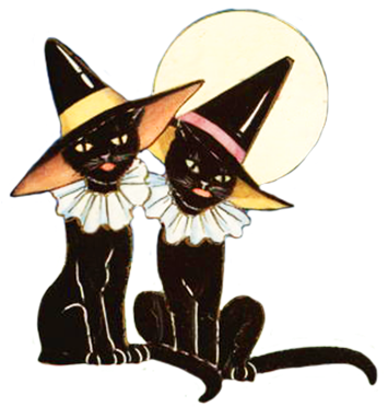 Happy Halloween Clipart - Black Cats Halloween Necklace (354x382), Png Download