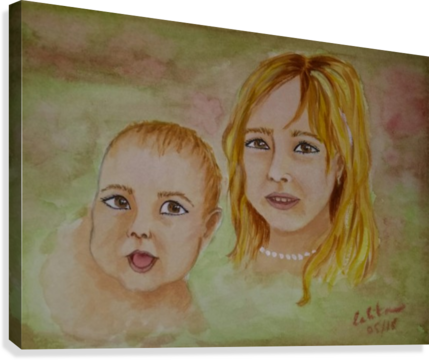 Portraits D'enfants Canvas Print - Watercolor Paint (429x360), Png Download