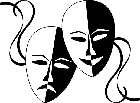 Masks Masquerade Masque Faces Theater Thea - Theatre Masks (463x340), Png Download