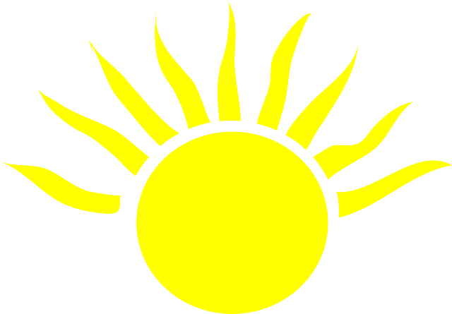 Yellow, Sun, Light, Half, Bright, Shine - Mitad De Sol Png (640x445), Png Download