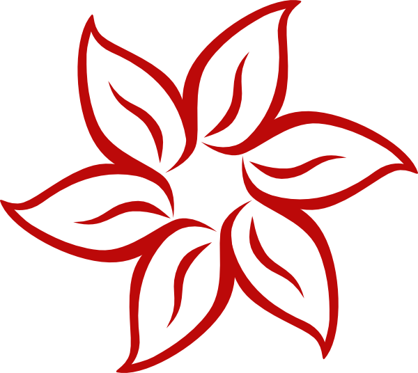 Red Flower Clip Art At Clker - Black And White Flower Png Clipart (600x536), Png Download