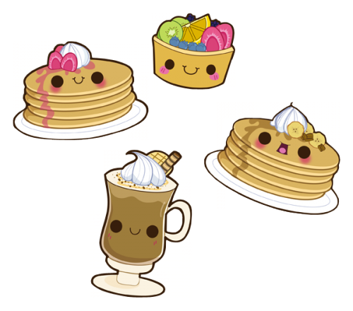 A Happy Breakfast - Cute Food Png (500x440), Png Download