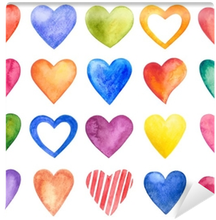 Vector Watercolor Hearts, Valentine Day - Jonesville Rainbow Color Heart Shapes Geometric Semi-sheer (400x400), Png Download