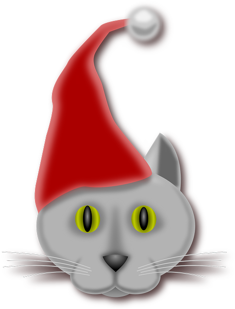 Cat, Christmas, Elf, Santa, Xmas, Santa's Hat - Christmas Day (495x640), Png Download