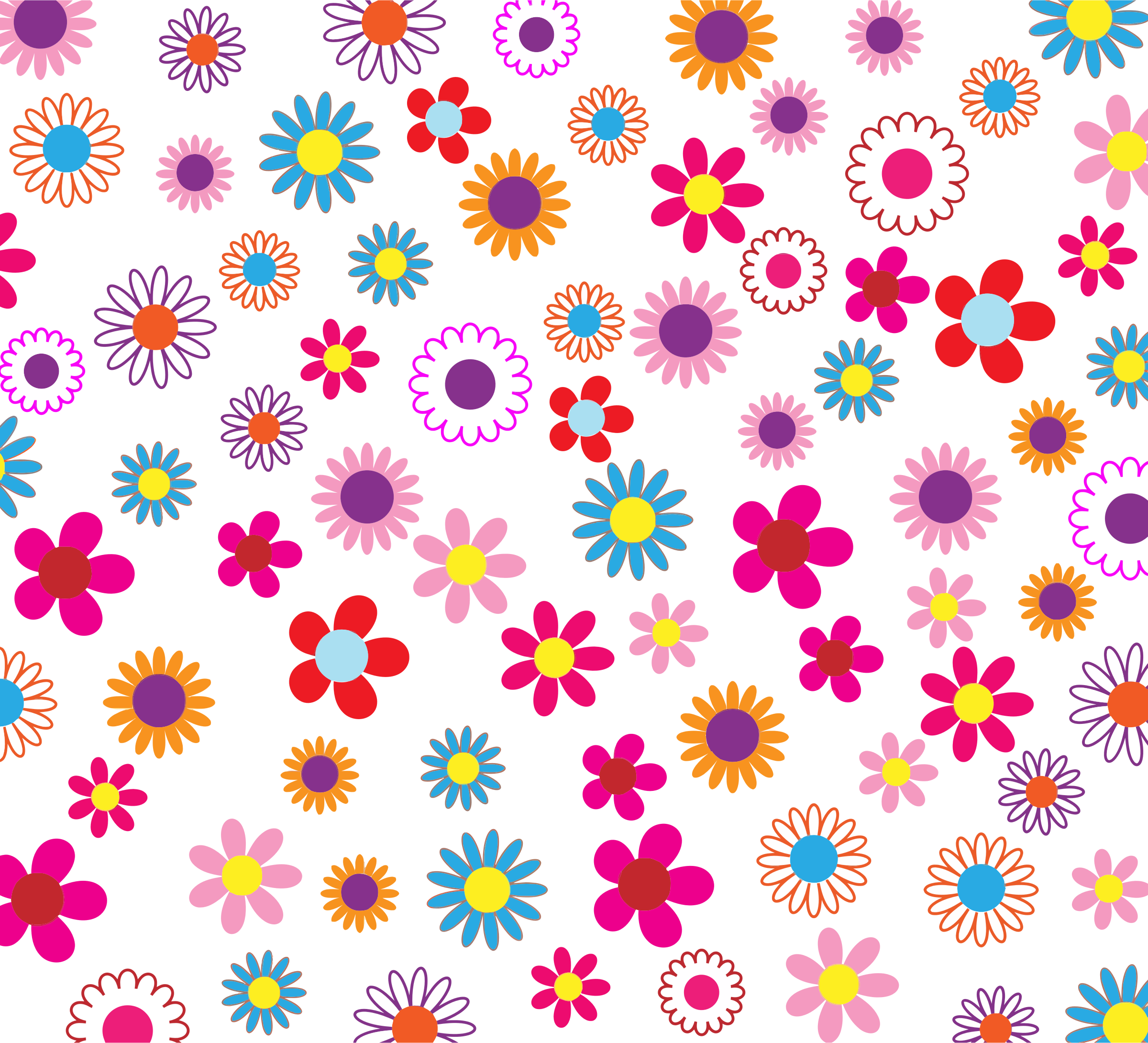 Floral Patterns Png - Retro Flowers Shower Curtain (2400x2180), Png Download