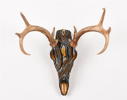 Yellowstone Whitetail Deer Beaded Skull Art - Deer Skull Art (700x400), Png Download
