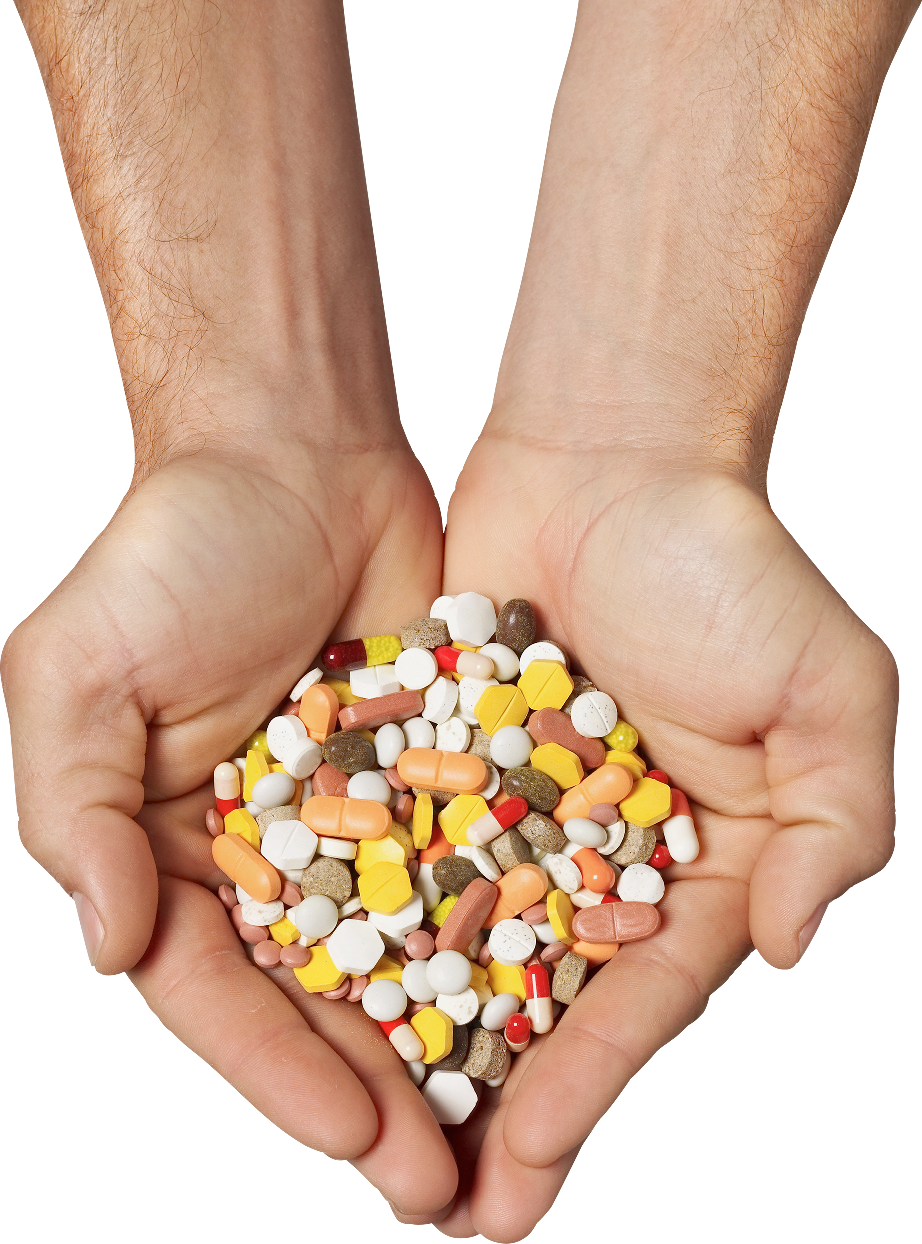 Image Freeuse Download Two Hands Holding Medicine Isolated - Hands Holding Pills (1845x2488), Png Download