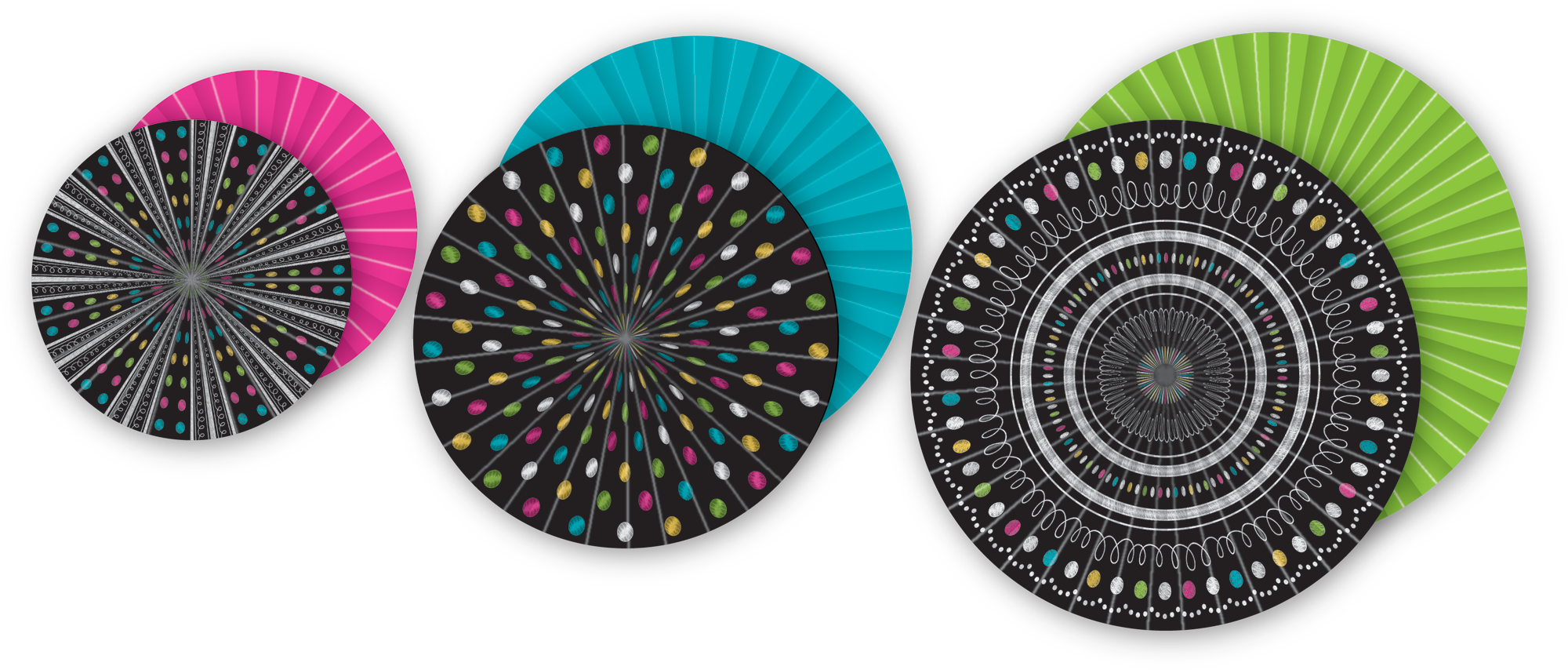 Chalkboard Brights Hanging Paper Fans - Teacher Created Resources Chalkboard Brights Hanging (2000x854), Png Download