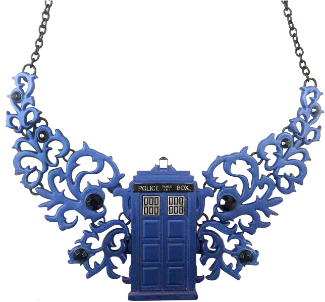 Doctor Who Tardis Statement Necklace - Ornate Blue Enameled Statement Necklace (847x635), Png Download