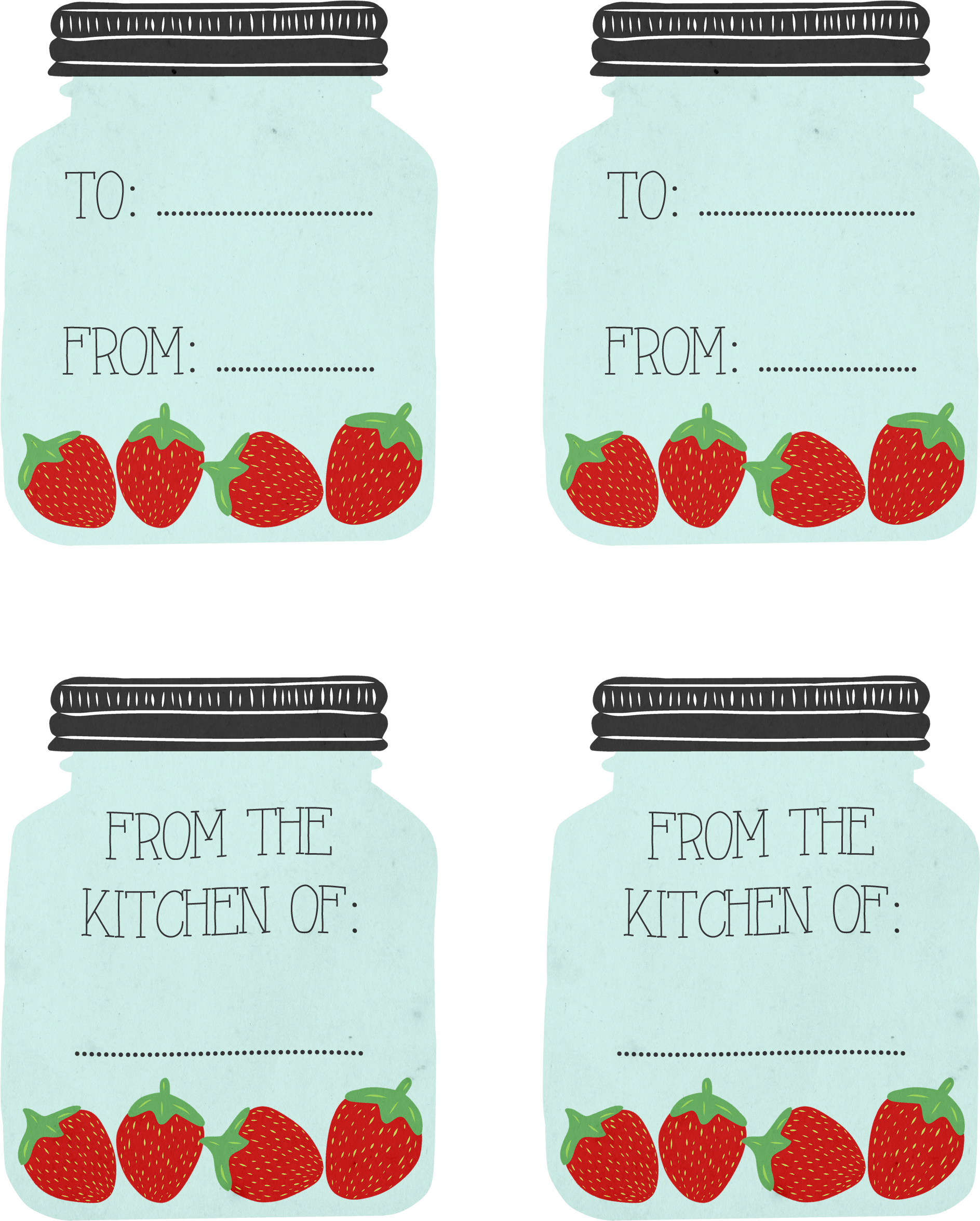 Mason Jar & Strawberry Gift Tags - Mason Jar Christmas Tags (2400x3000), Png Download