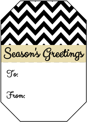 Chevron Season's Greetings Gift Tag Sticker - Seasons Greetings Gift Tag (366x500), Png Download
