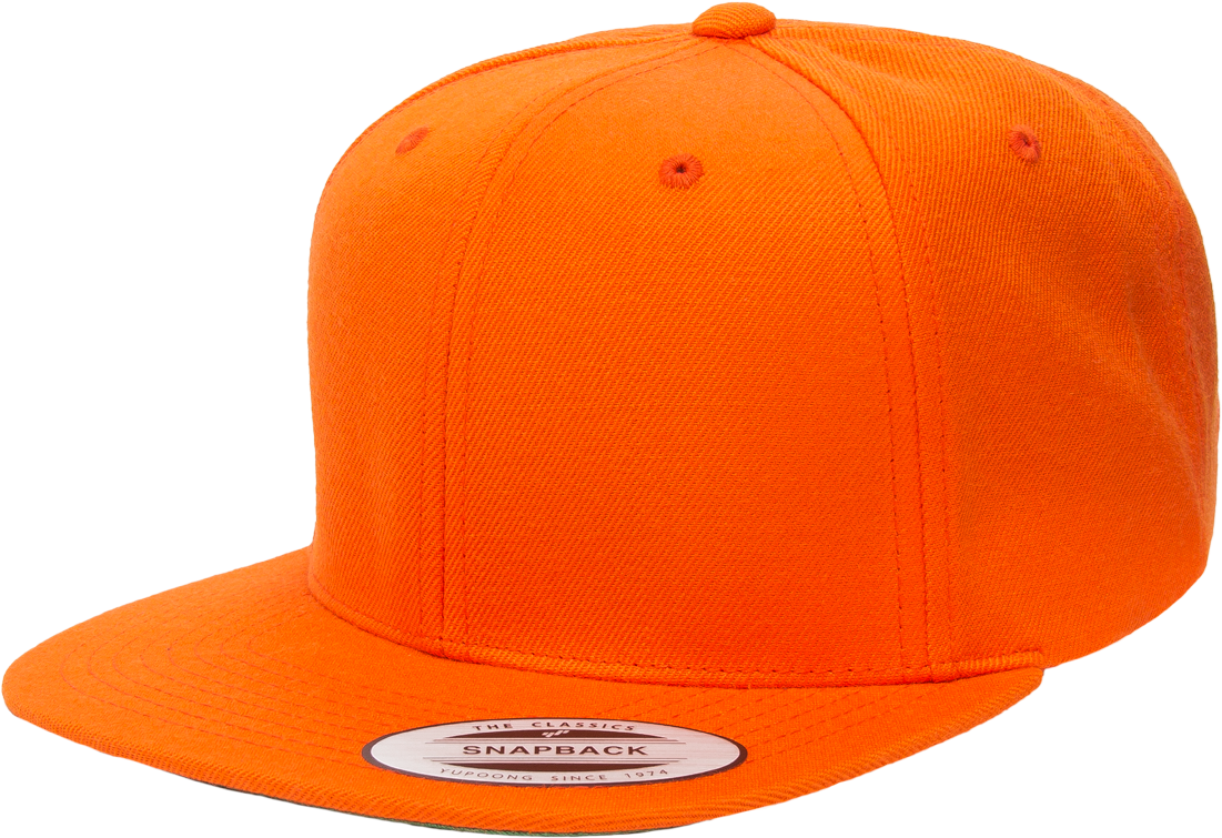 Picture Of 6089m Premium Classic Snapback - Blank Orange Snapback Front (1100x770), Png Download