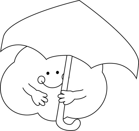 Black And White Cloud Under An Umbrella - Black And White (550x521), Png Download